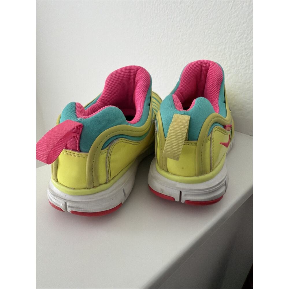 Nike Free Lime Green Pink Teal Kids Preschool Casual Shoes Size 3Y (7-10 yo) - Picture 3 of 10
